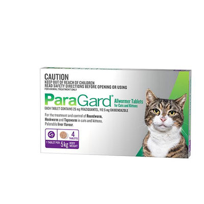 ParaGard Allwormer Tablets For Cats and Kittens 4 Pack - Just For Pets Australia