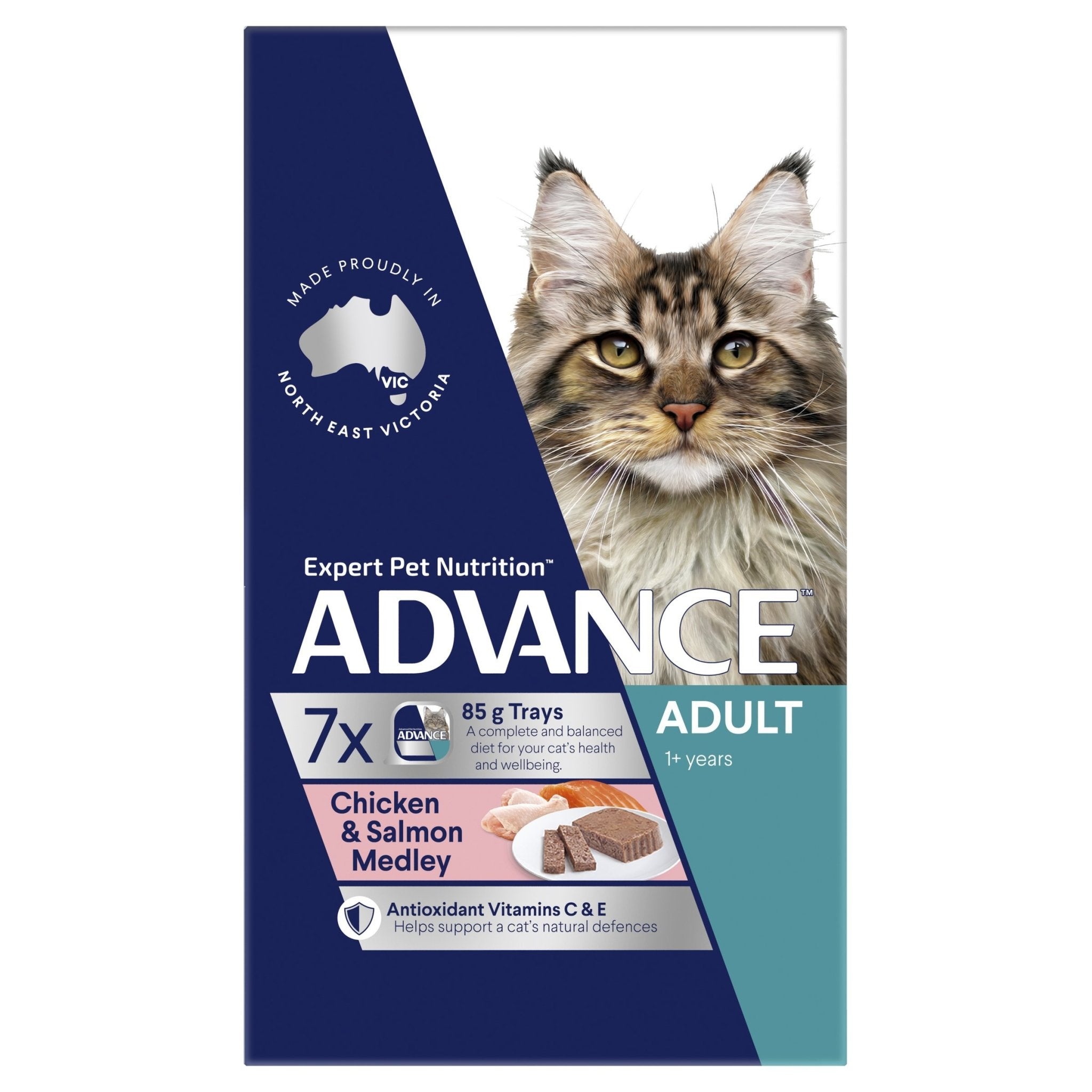 ADVANCE Adult Wet Cat Food Chicken & Salmon Medley 7x85g Trays