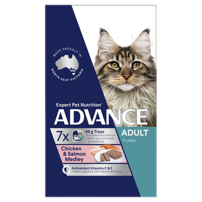 ADVANCE Adult Wet Cat Food Chicken & Salmon Medley 7x85g Trays - Just For Pets Australia
