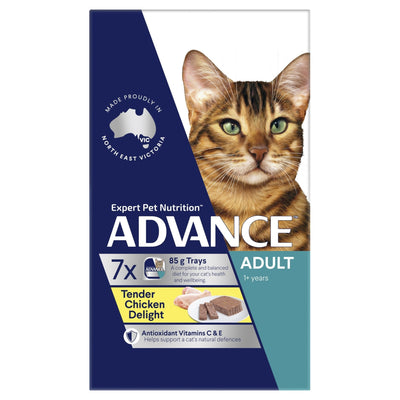 ADVANCE Adult Wet Cat Food Tender Chicken Delight 7x85g Trays - Just For Pets Australia