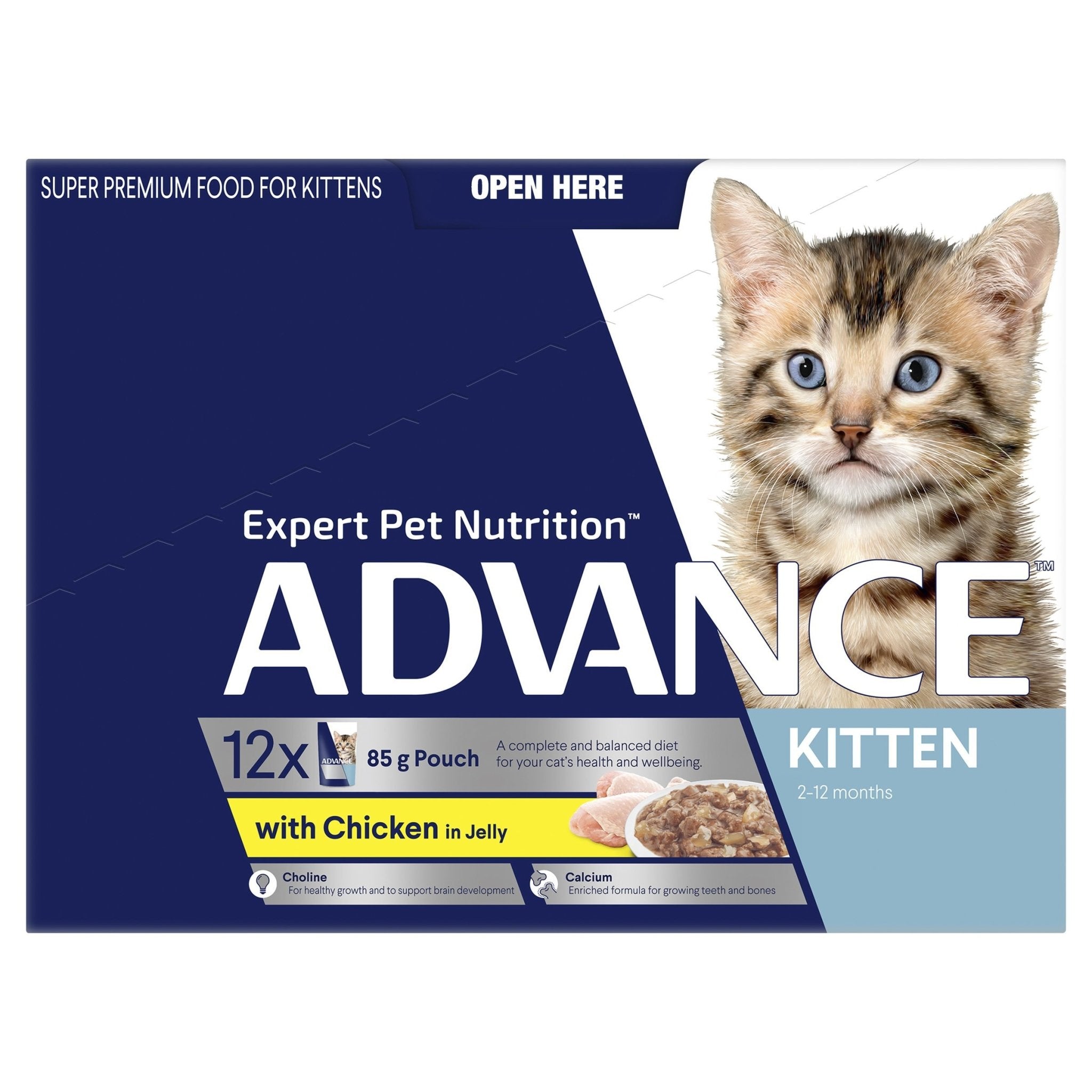 ADVANCE Kitten Wet Cat Food Chicken In Jelly 12x85g Pouches