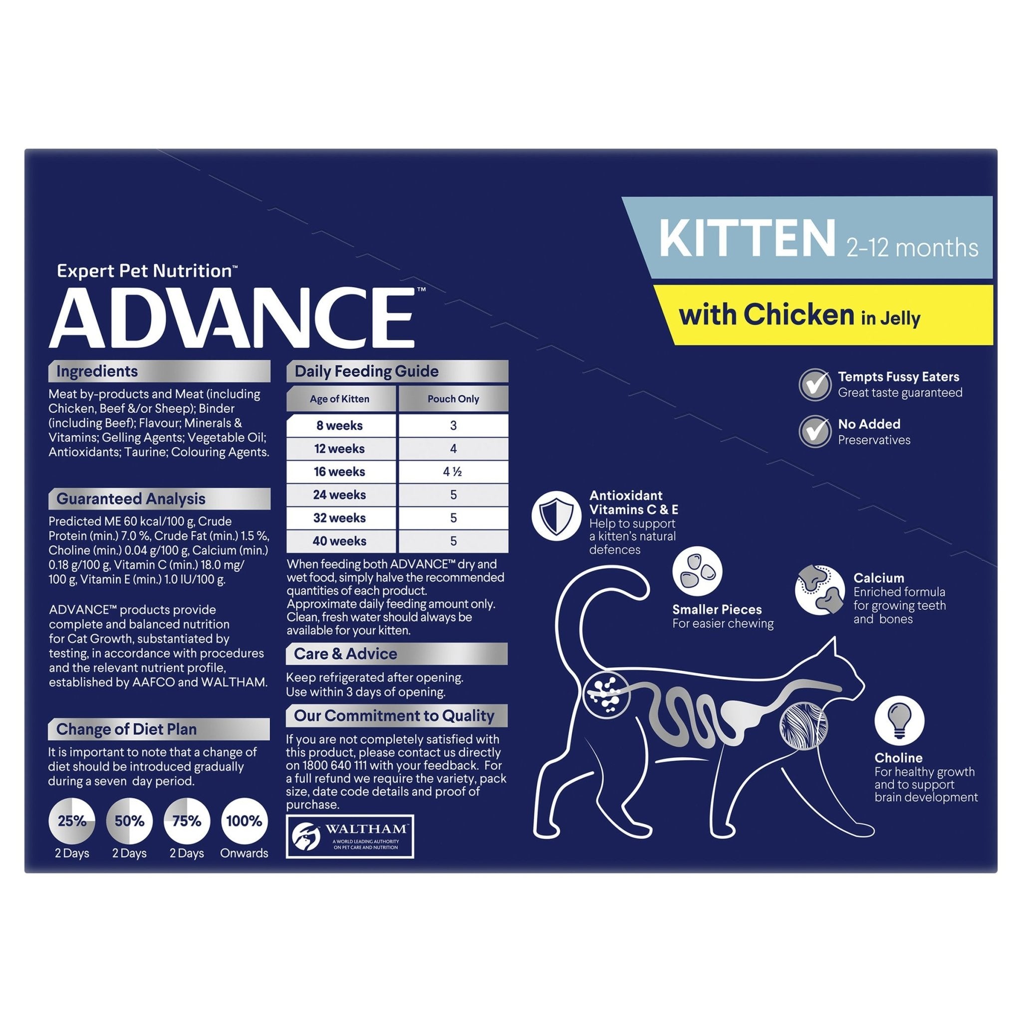 ADVANCE Kitten Wet Cat Food Chicken In Jelly 12x85g Pouches