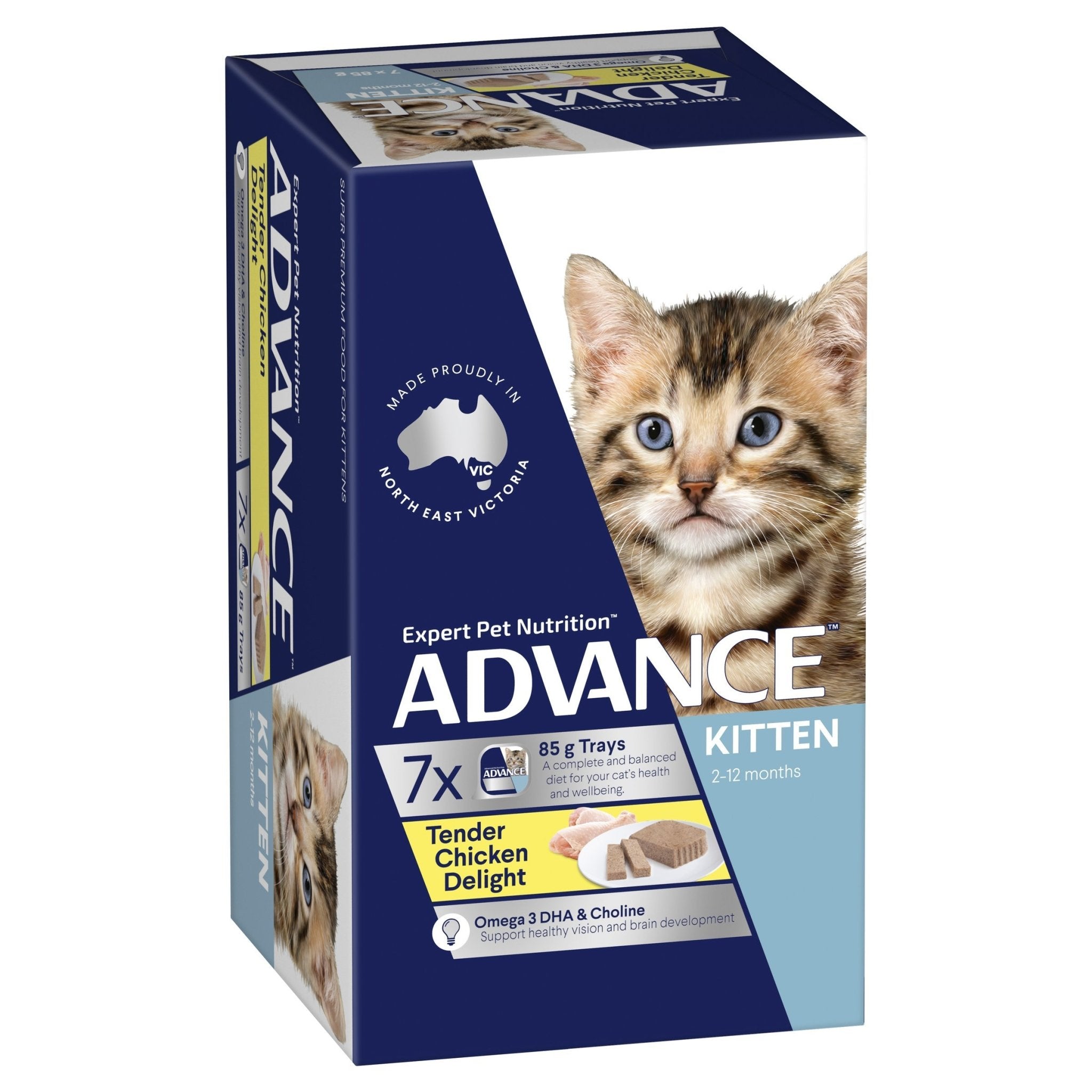 ADVANCE Kitten Wet Cat Food Tender Chicken Delight 7x85g Trays