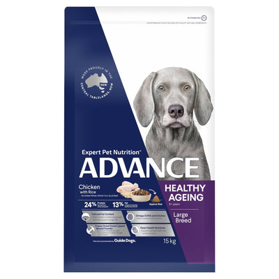 ADVANCE Large Healthy Ageing Dry Dog Food Chicken with Rice 15kg Bag - Just For Pets Australia