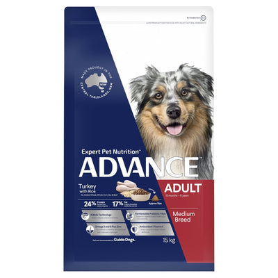 ADVANCE Medium Adult Dry Dog Food Turkey with Rice - Just For Pets Australia