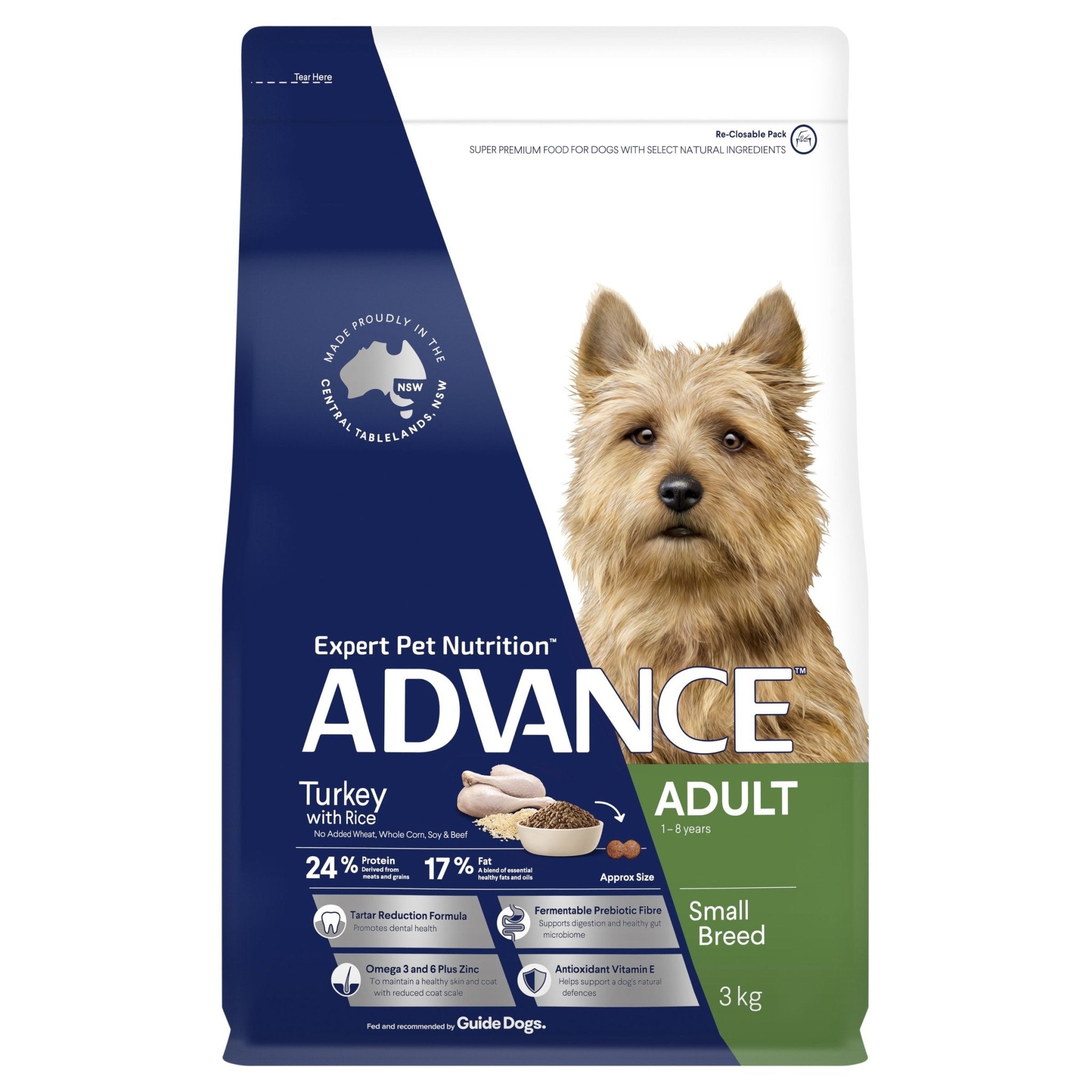 ADVANCE Small Adult Dry Dog Food Turkey with Rice