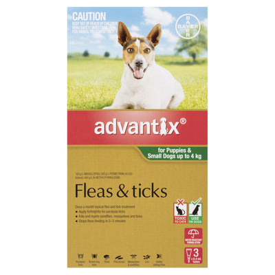 Advantix Fleas & Ticks For Puppies & Small Dogs Up To 4kg - Just For Pets Australia