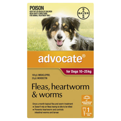 Advocate Fleas, Heartworm & Worms For Dogs 10 - 25kg - Just For Pets Australia