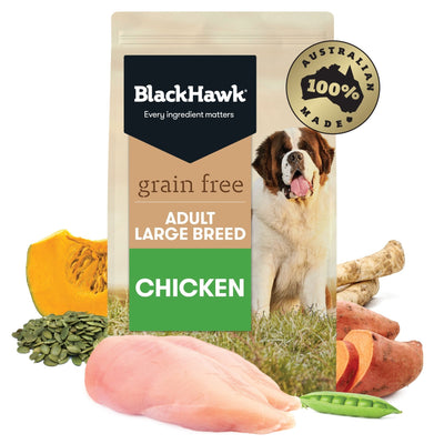 Black Hawk Grain Free Adult Chicken Large Breed Dry Dog Food 15kg - Just For Pets Australia