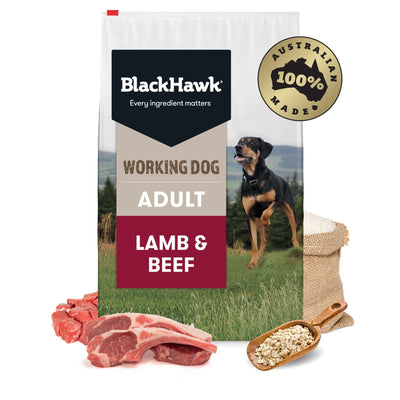Black Hawk Working Dog Lamb & Beef Dry Food 20kg - Just For Pets Australia