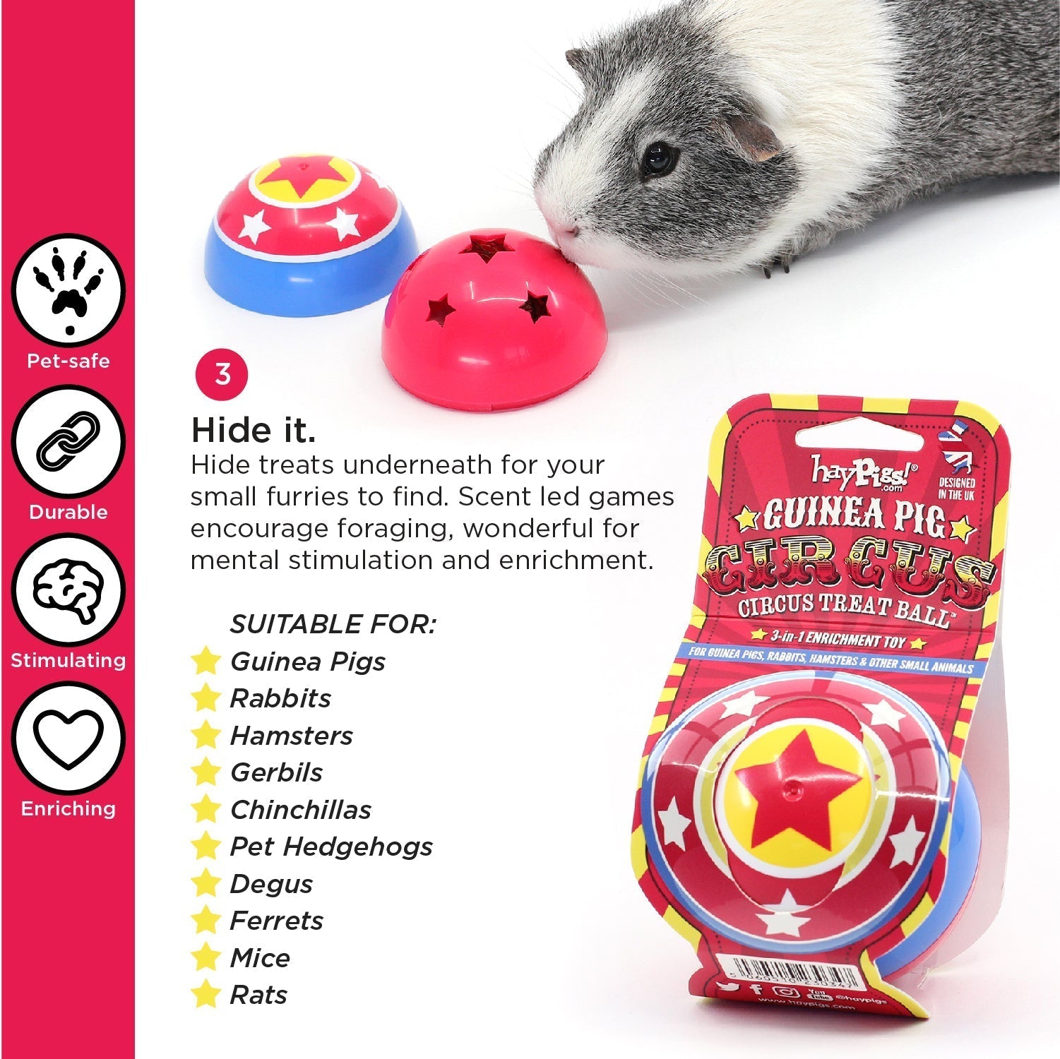 HayPigs! Circus Treat Ball 3-in-1 Enrichment Toy