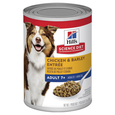 Hill's Science Diet Adult 7+ Chicken & Barley Entrée Canned Dog Food, 370g, 12 Pack - Just For Pets Australia