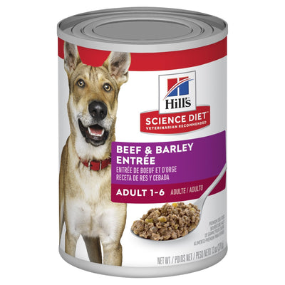 Hills Science Diet Adult Beef & Barley Entrée Canned Dog Food, 370g, 12 Pack - Just For Pets Australia