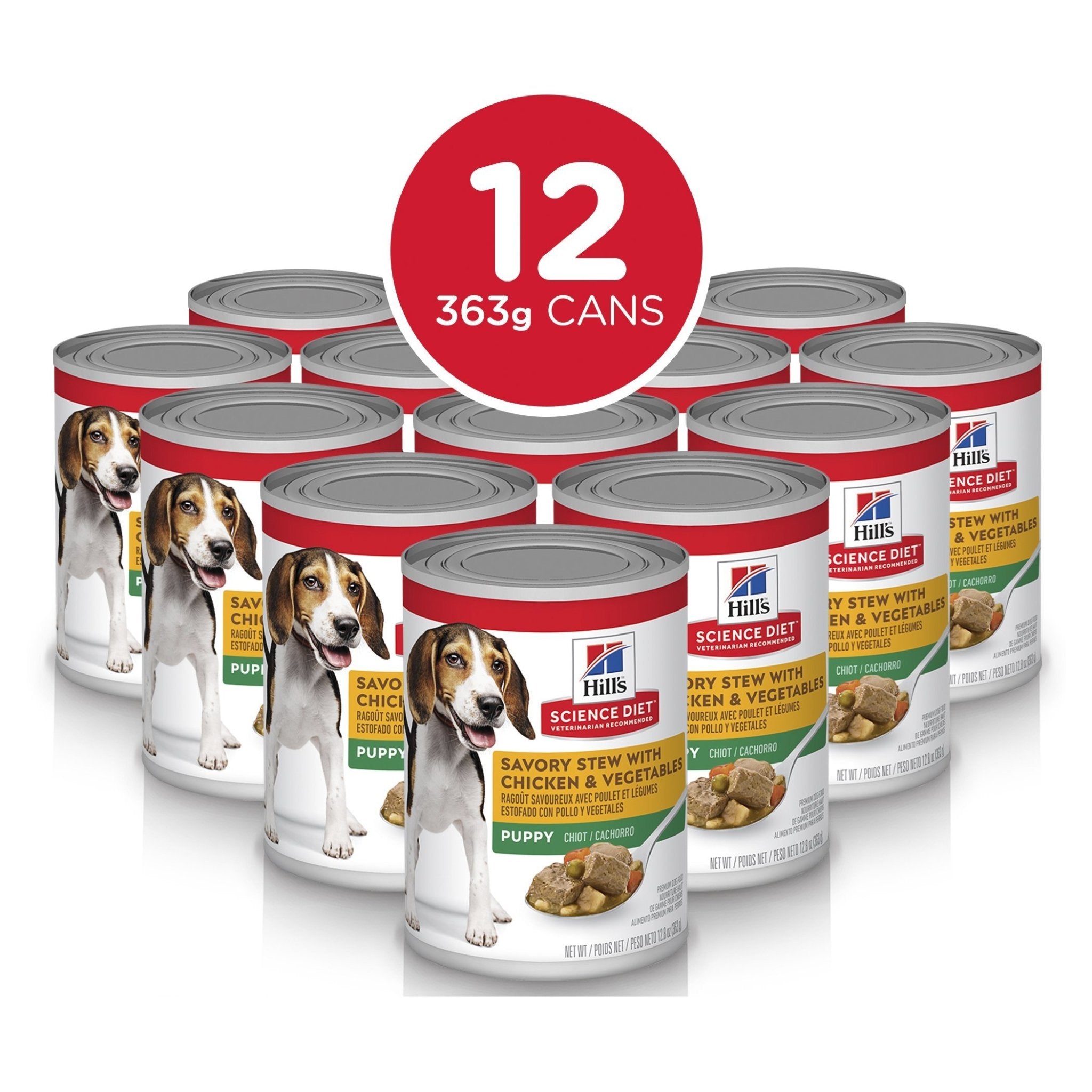 Hill's Science Diet Puppy Savory Stew Chicken & Vegetables Canned Dog Food, 363g, 12 Pack