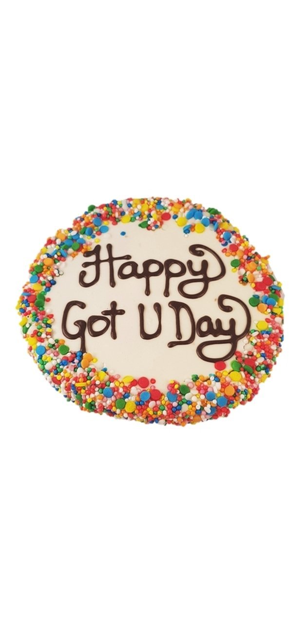Huds and Toke Happy Got U Day Cake - Yoghurt Frosted