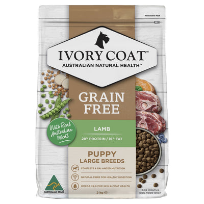 Ivory Coat Grain Free Large Breed Dry Puppy Food Lamb - Just For Pets Australia