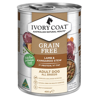 Ivory Coat Lamb and Kangaroo Stew Grain Free Wet Dog Food 12x400g - Just For Pets Australia