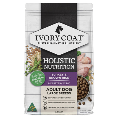 Ivory Coat Turkey & Brown Rice Large Breed Dry Dog Food - Just For Pets Australia