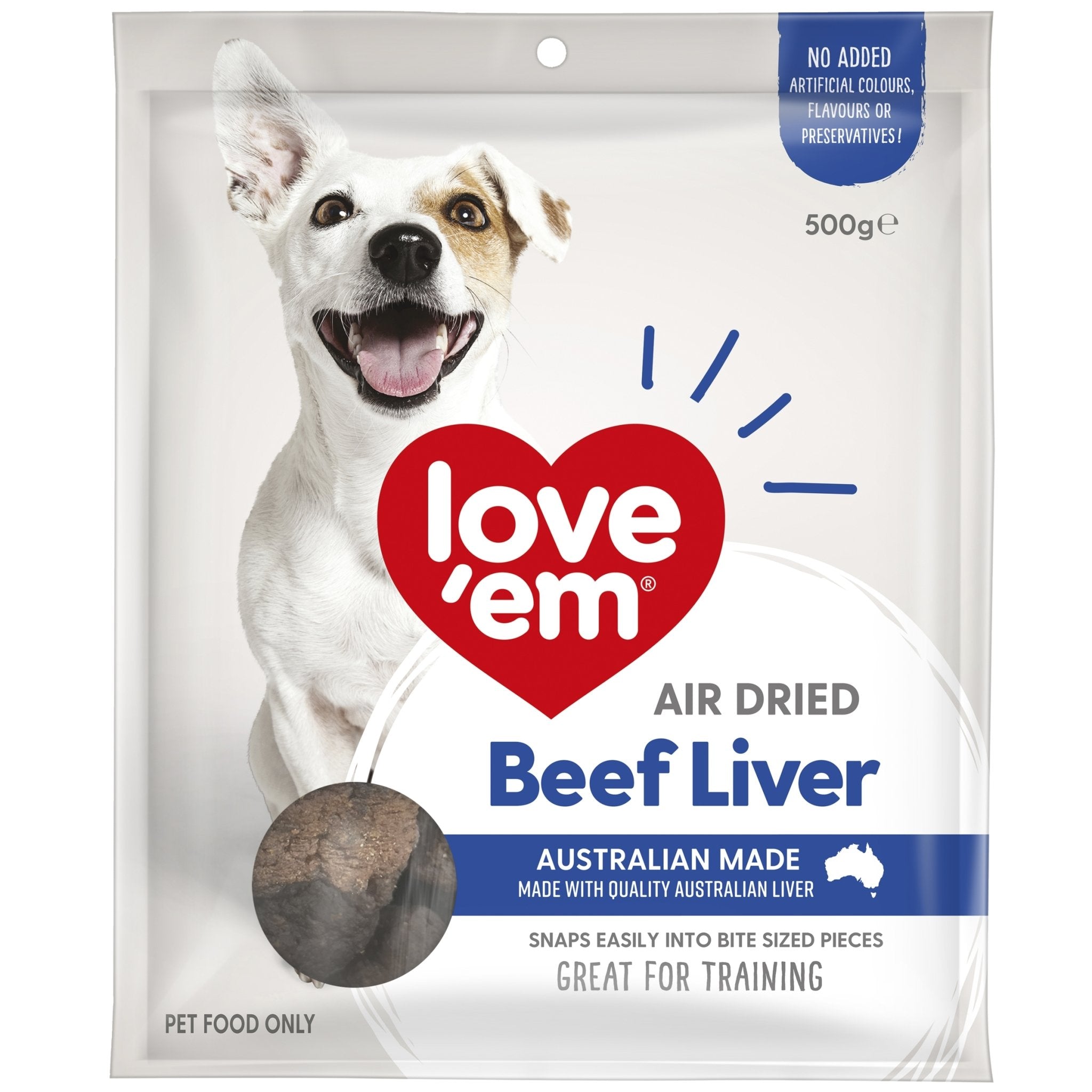 love'em Air Dried Beef Liver Dog Treats 500g