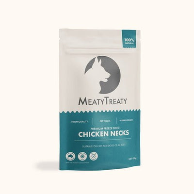Meaty Treaty Freeze Dried Australian Chicken Necks Cat & Dog Treats 100g - Just For Pets Australia
