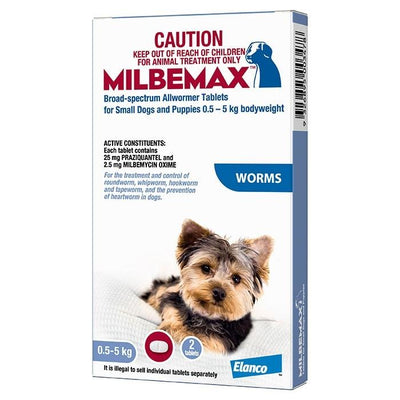 Milbemax for Small Dogs 0.5 to 5kg 2Pack - Just For Pets Australia