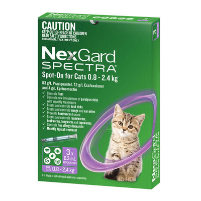 NexGard Spectra Spot on For Cats 0.8kg-2.4kg - Just For Pets Australia
