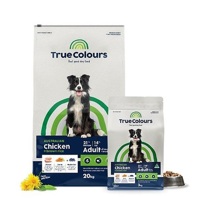 True Colours Australian Chicken + Brown Rice Adult - Just For Pets Australia