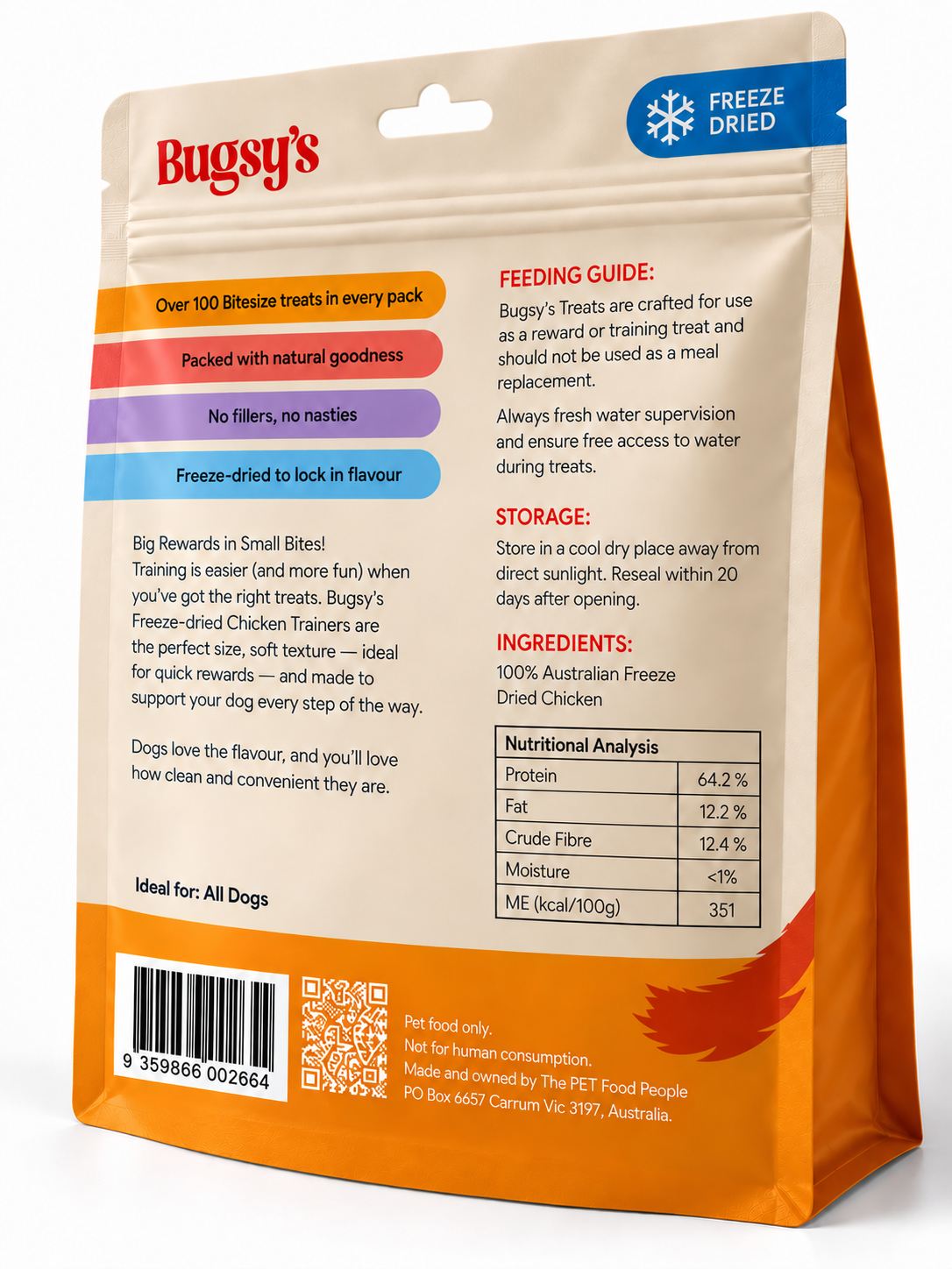 Bugsy's  Freeze Dried Chicken Trainers 70g