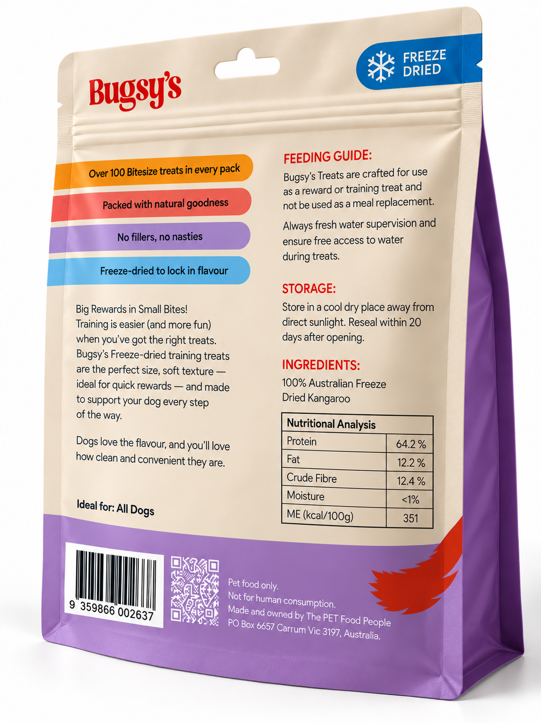 Bugsy's  Freeze Dried Roo Trainers 70g