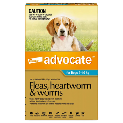 Advocate Fleas, Heartworm & Worms For Dogs 4 - 10kg