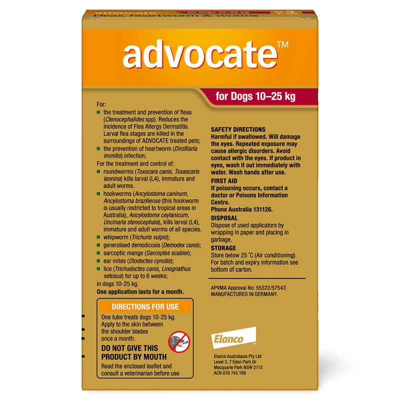 Advocate Fleas, Heartworm & Worms For Dogs 10 - 25kg