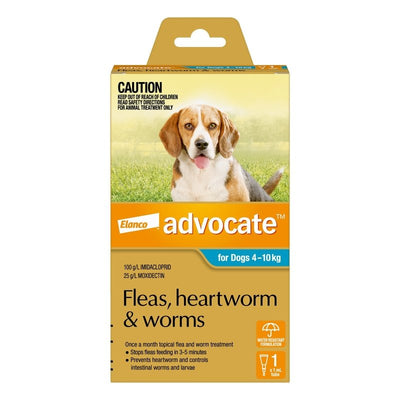 Advocate Fleas, Heartworm & Worms For Dogs 4 - 10kg - Just For Pets Australia