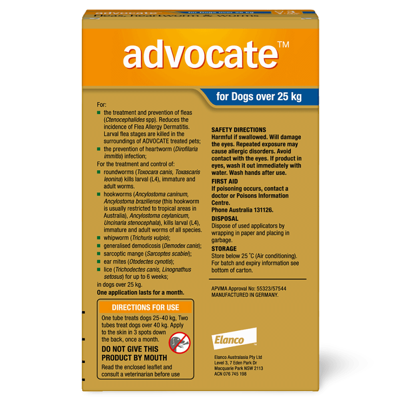 Advocate Fleas, Heartworm & Worms For Dogs Over 25kg