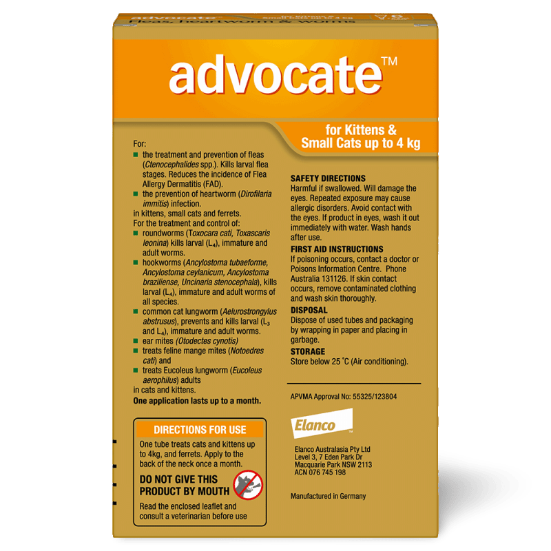 Advocate Fleas, Heartworm & Worms For Kittens & Small Cats Up To 4kg