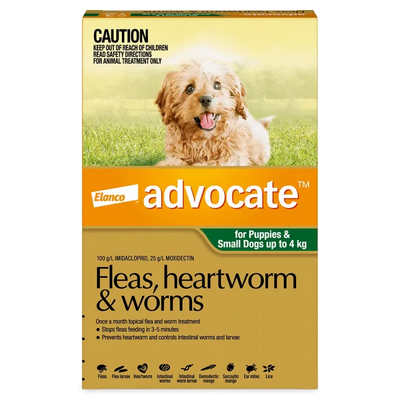 Advocate Fleas, Heartworm & Worms For Puppies & Small Dogs Up To 4kg - Just For Pets Australia