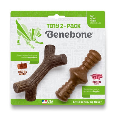Benebone Maplestick/Zaggler Bacon Tiny 2pk - Just For Pets Australia