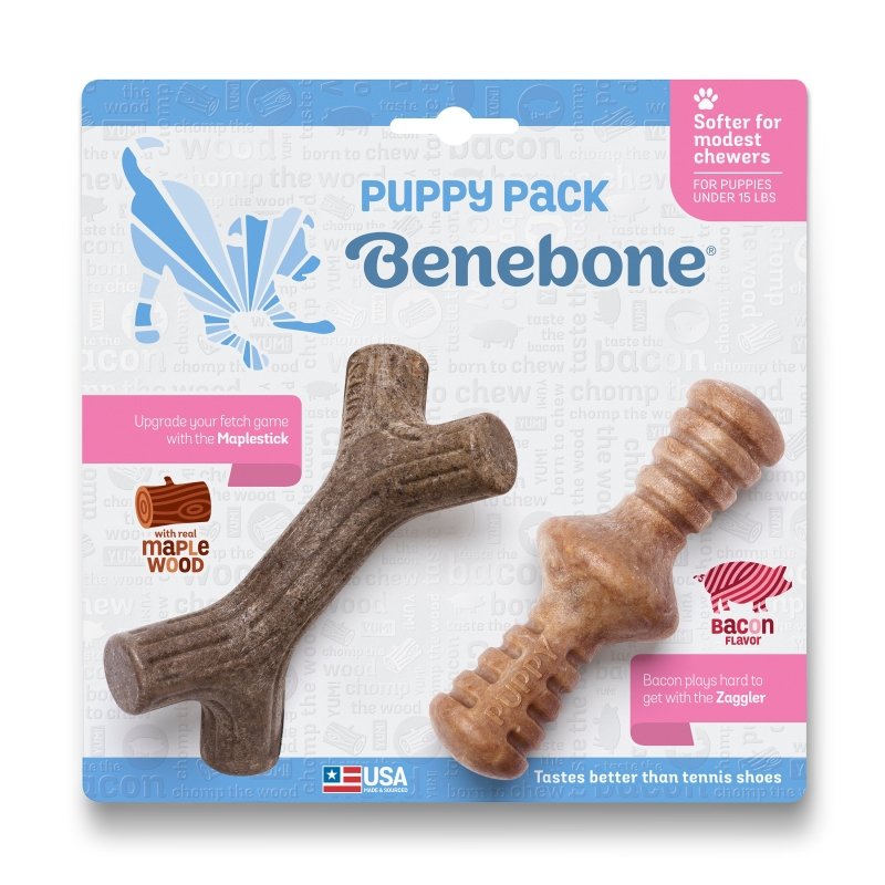 Benebone Puppy Maplestick/Zaggler Bacon Tiny 2pk