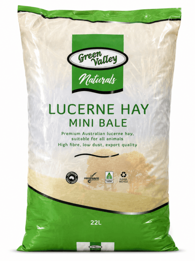 Green Valley Naturals Mini Lucerne Bale 22Ltr - Just For Pets Australia