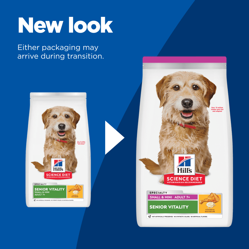Hill's Science Diet Adult 7+ Senior Vitality Small & Mini Senior Dry Dog Food 1.58kg
