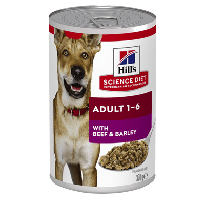 Hills Science Diet Adult Beef & Barley Canned Dog Food, 370g, 12 Pack - Just For Pets Australia