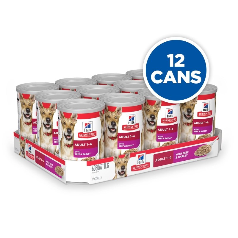 Hills Science Diet Adult Beef & Barley Canned Dog Food, 370g, 12 Pack