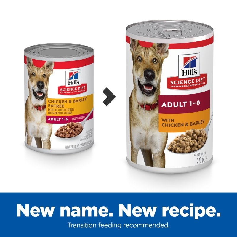 Hill's Science Diet Adult Chicken & Barley Canned Dog Food, 370g, 12 Pack