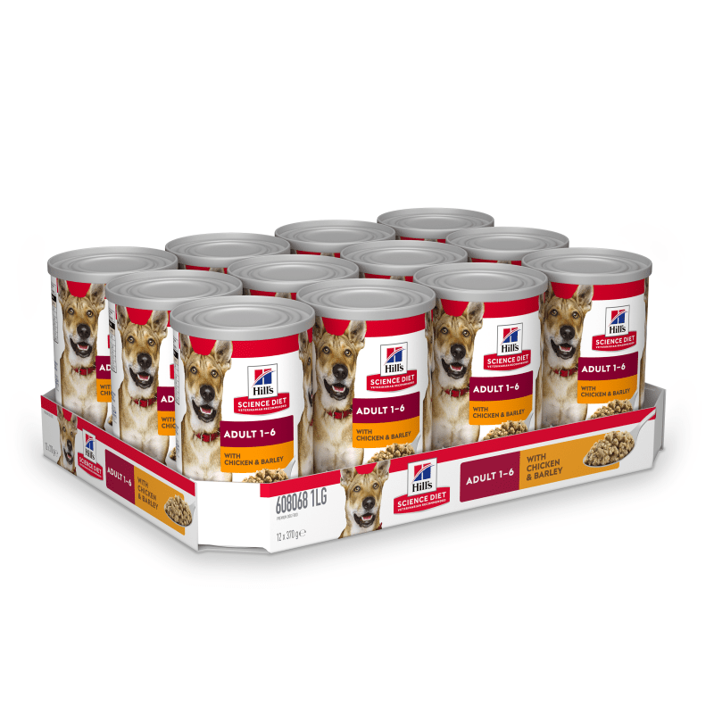 Hill's Science Diet Adult Chicken & Barley Canned Dog Food, 370g, 12 Pack