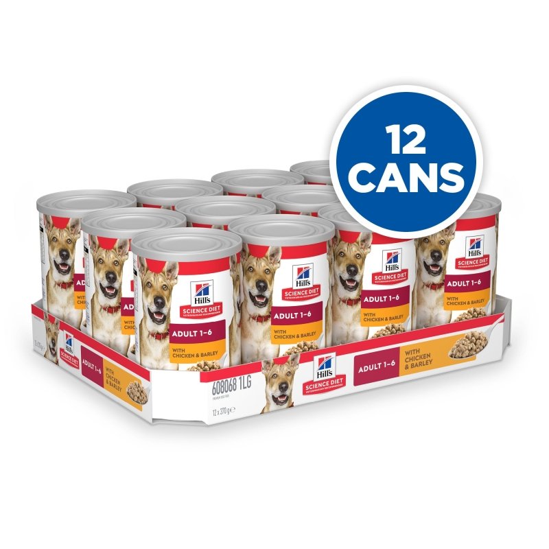 Hill's Science Diet Adult Chicken & Barley Canned Dog Food, 370g, 12 Pack