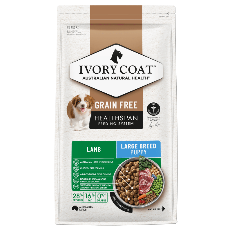 Ivory Coat Grain Free Large Breed Dry Puppy Food Lamb