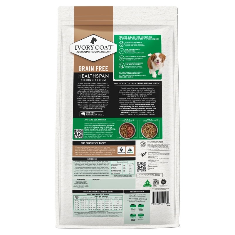 Ivory Coat Grain Free Large Breed Dry Puppy Food Lamb