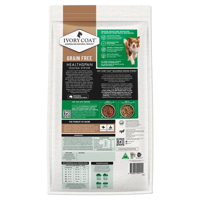 Ivory Coat Grain Free Large Breed Lamb Dry Dog Food