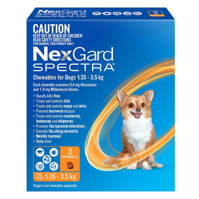 NexGard Spectra Chews for Dogs 1.35-3.5kg $56.89 ($75.85) + more up to 25% off Just For Pets sale