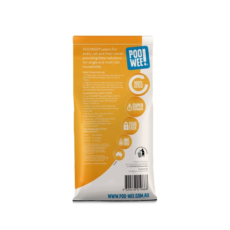 POOWEE! Cat Litter Recycled Paper Ink Free 30lt