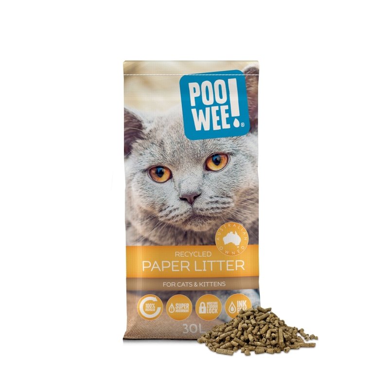 POOWEE! Cat Litter Recycled Paper Ink Free 30lt